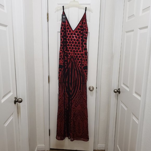 VIJIV 1920s Long Slit Prom Dresses Deep V Neck Sequin Mermaid Bridesmaid Evening - Picture 3 of 6